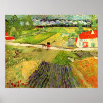 Van Gogh Landscape, Carriage and Train Poster