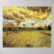 Van Gogh; Landscape Under Stormy Sky, Vintage Farm Poster
