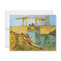 Van Gogh; Langlois Bridge at Arles w Women Washing Announcement