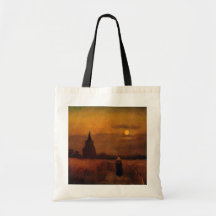 Van Gogh; Old Tower In The Fields, Vintage Farm Canvas Bags