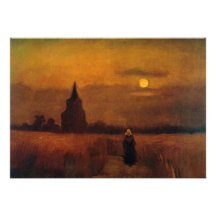Van Gogh; Old Tower In The Fields, Vintage Farm Custom Invitations