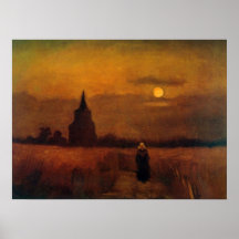 Van Gogh; Old Tower In The Fields, Vintage Farm Print