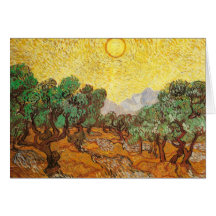 Van Gogh Olive Trees Yellow Sky & Sun Card
