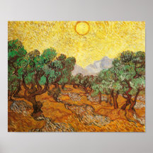 Van Gogh Olive Trees Yellow Sky & Sun Print