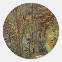 Van Gogh Path in the Woods, Vintage Impressionism Round Stickers