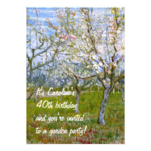 Van Gogh Pink Orchard (F555) Fine Art Custom Invite