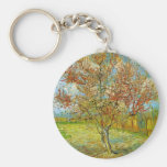 Van Gogh Pink Peach Tree in Blossom, Vintage Art Key Chain
