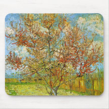 Van Gogh Pink Peach Tree in Blossom, Vintage Art Mousepads