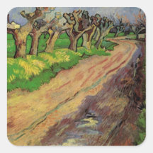 Van Gogh Pollard Willows, Vintage Impressionism Square Sticker