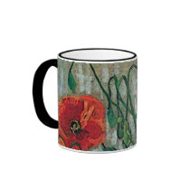 Van Gogh Poppies and Butterflies Coffee Mug