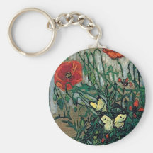 Van Gogh Poppies and Butterflies (F748) Fine Art Keychains