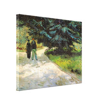Van Gogh; Public Garden w Couple and Blue Fir Tree Stretched Canvas Prints