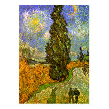 Van Gogh: Road with Cypress and Star Business Card Templates