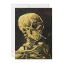 Van Gogh; Skull with Burning Cigarette Personalised Invites