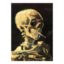 Van Gogh Skull with Burning Cigarette Invitations