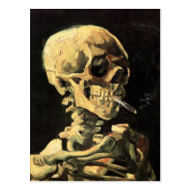 Van Gogh Skull with Burning Cigarette Postcard