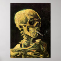 Van Gogh; Skull with Burning Cigarette Posters