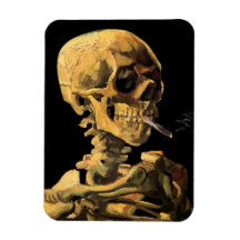 Van Gogh Skull With Burning Cigarette Rectangular Magnet