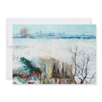 Van Gogh Snowy Landscape w Arles in the Background Personalized Announcement