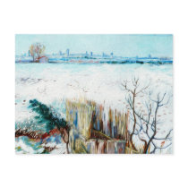 Van Gogh Snowy Landscape w Arles in the Background Postcards