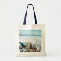 Van Gogh Snowy Landscape w Arles, Vintage Winter Tote Bags