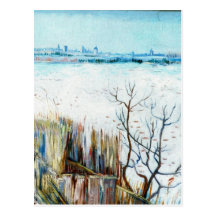Van Gogh Snowy Landscape w Arles, Vintage Winter Post Cards