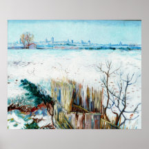 Van Gogh Snowy Landscape w Arles, Vintage Winter Posters