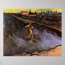 Van Gogh Sower Outskirts of Arles, Vintage Peasant Poster