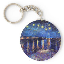 Van Gogh Starry Night Over The Rhone Keychain