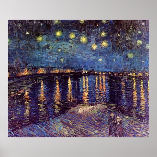 Van Gogh; Starry Night Over the Rhone, Vintage Art Poster
