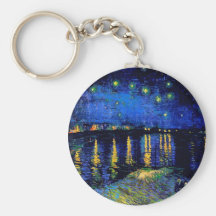 Van Gogh Starry Night Rhone Fine Art Keychains