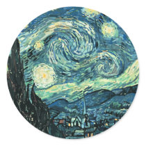 Van gogh starry night vector round sticker