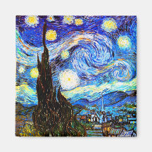Van Gogh Starry Night, Vintage Fine Art Magnets