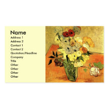 Van Gogh; Still Life Japanese Vase Roses Anemones Business Card Templates