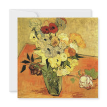 Van Gogh; Still Life Japanese Vase Roses Anemones Invites