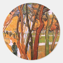 Van Gogh The Walk: Falling Leaves, Vintage Art Round Sticker