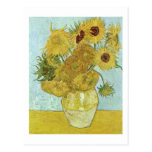 Van Gogh Vase 12 Sunflowers Post-Impressionism Postcard