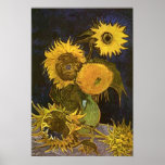 Van Gogh Vase, Five Sunflowers posters