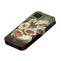 Van Gogh Vase with Peonies, Vintage Floral Flowers iPhone 4 Case