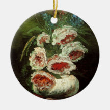 Van Gogh Vase with Peonies, Vintage Floral Flowers Christmas Tree Ornaments