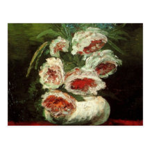 Van Gogh Vase with Peonies, Vintage Floral Flowers Post Card