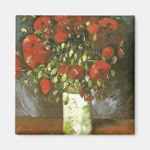Van Gogh Vase With Red Poppies (F279) Fine Art Fridge Magnet