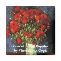 Van Gogh; Vase with Red Poppies Fridge Magnet