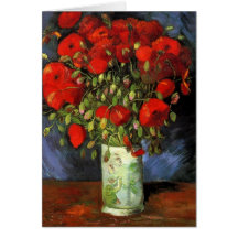 Van Gogh; Vase with Red Poppies, Vintage Flowers Cards