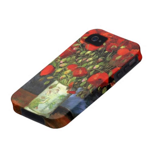 Van Gogh; Vase with Red Poppies, Vintage Flowers iPhone 4 Case