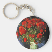 Van Gogh; Vase with Red Poppies, Vintage Flowers Keychains