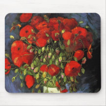 Van Gogh; Vase with Red Poppies, Vintage Flowers Mousemat