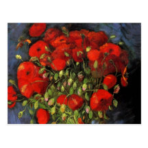 Van Gogh; Vase with Red Poppies, Vintage Flowers Postcard