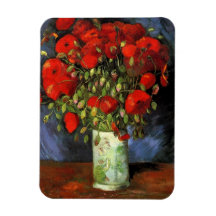 Van Gogh; Vase with Red Poppies, Vintage Flowers Magnet