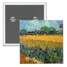 Van Gogh View Of Arles With Irises Button